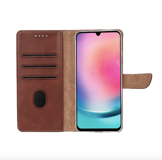 Rixus Bookcase For Samsung Galaxy A26/A17 Brown
