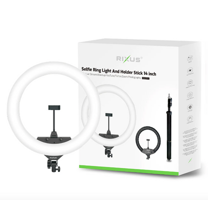Rixus RXLG14 Selfie Ring Light And Holder Stick 14 inch