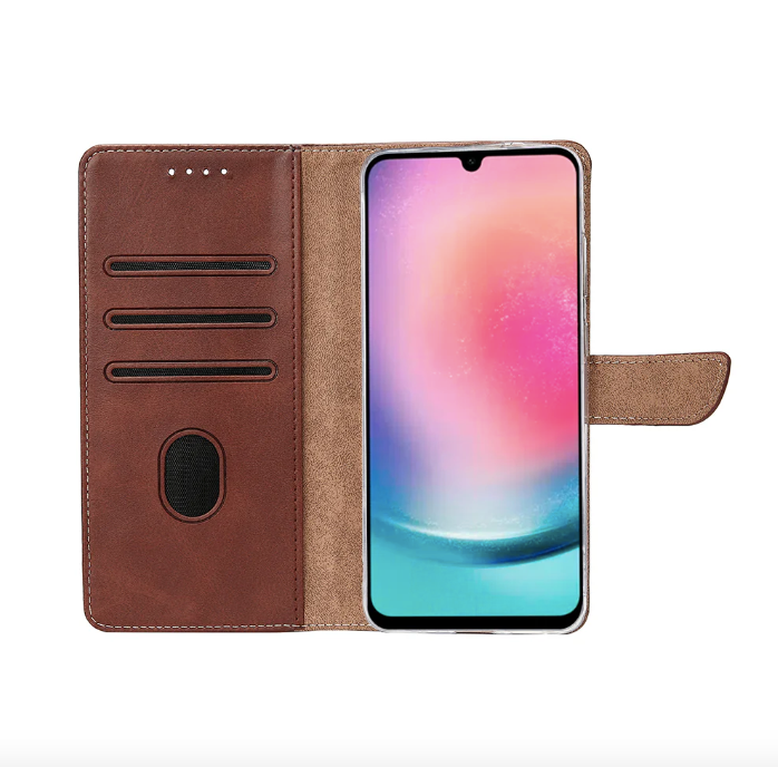 Rixus Bookcase For Samsung Galaxy A26/A17 Brown