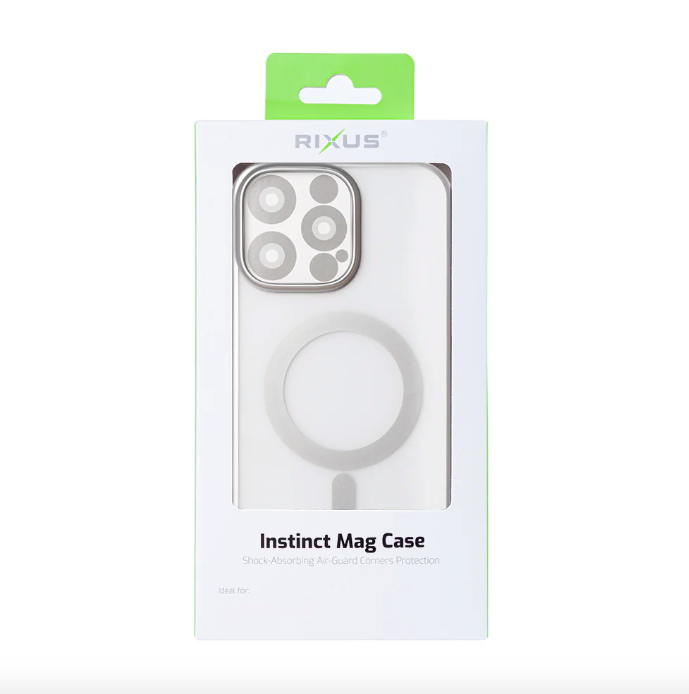 Rixus Instinct Mag Case For Apple iPhone 16 Pro Max Silver