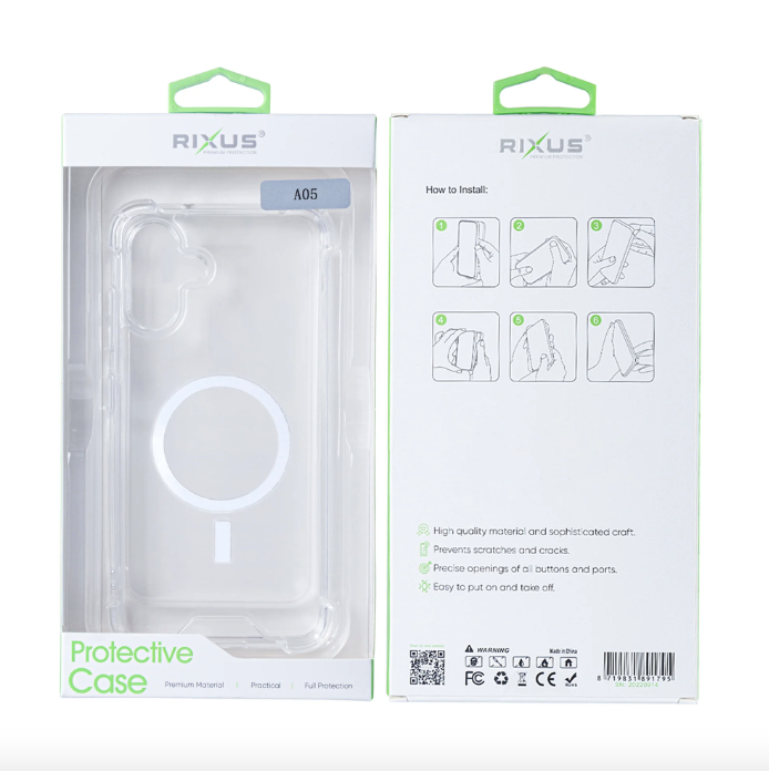 Rixus Anti-Burst Case With MagSafe For Samsung Galaxy A05 Transparent